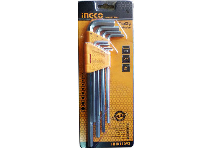 1.5-10mm Bộ 9 chìa lục giác đầu bằng INGCO HHK11092