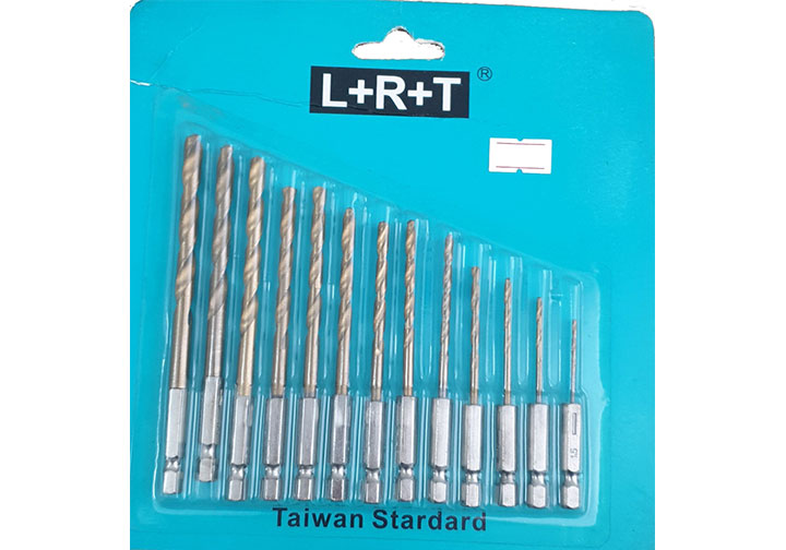 1.5-6.5mm Bộ mũi khoan sắt đuôi lục giác 13 chi tiết L+R+T