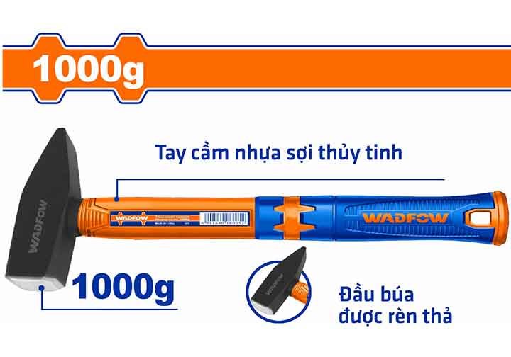 1000g Búa cơ khí cán nhựa cao su Wadfow WHM1310