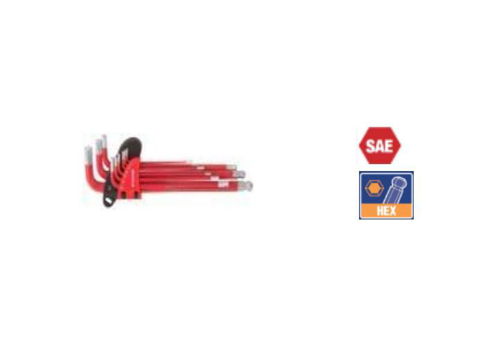 1/16" - 3/8" Bộ lục giác đầu bi hệ inch (loại dài) 9 chi tiết Workpro WP222013