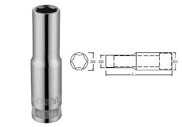 13mm Đầu tuýp 6 góc dài 3/8" Sata 12-406 (12406)