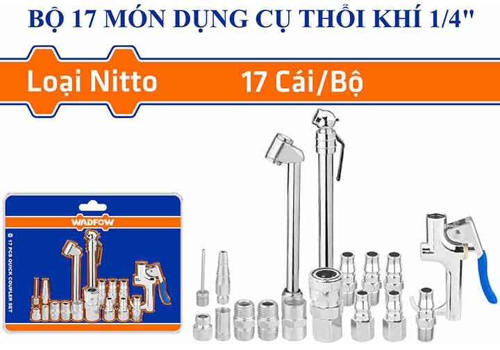 1/4" Bộ dụng cụ thổi khí 17 chi tiết Wadfow WQP9423