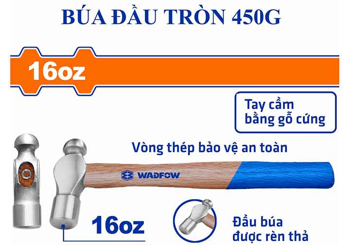 16Oz (450g) Búa bi cán gỗ Wadfow WMB5316