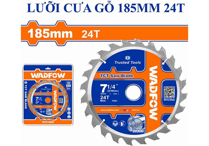 185mm Lưỡi cắt gỗ 24 răng Wadfow WTC1K04