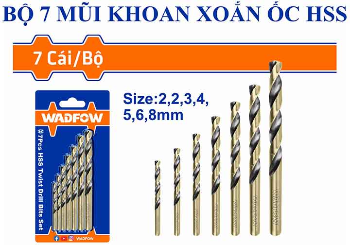 2-8mm Bộ mũi khoan sắt HSS Wadfow WTD3K01