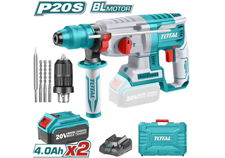 20V Bộ máy khoan búa (đục bê tông) dùng pin Total TRHLI202289