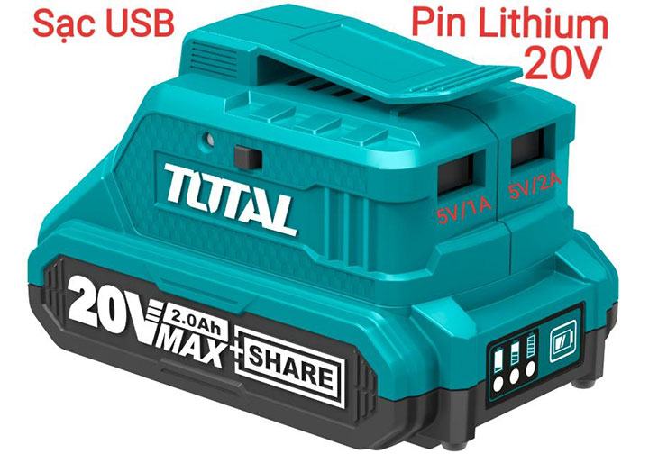 20V Đế sạc có cổng USB Total TUCLI2001