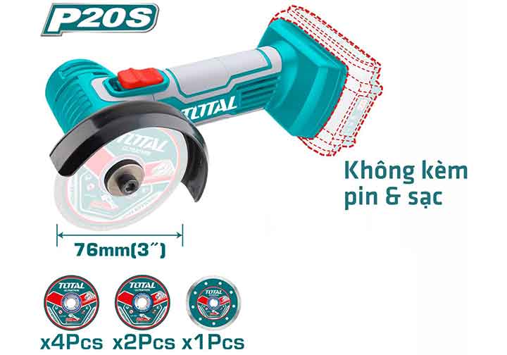 20V Máy cắt mài dùng pin (chỉ thân máy) Total TAGLI7601