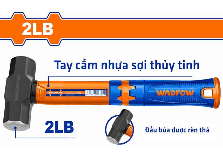 2LB Búa tạ cán nhựa cao su Wadfow WHM4302