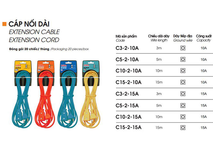 3m Dây cáp điện nối dài 15A Lioa C3-2-15A