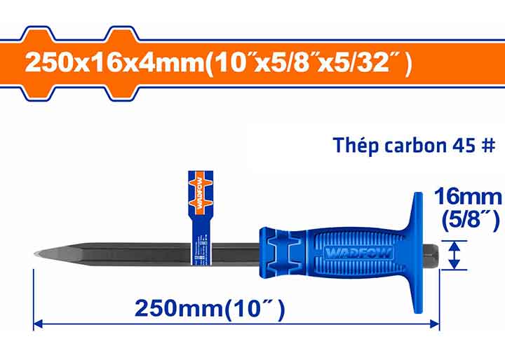 4x16x250mm Đục sắt mũi nhọn Wadfow WCC1303