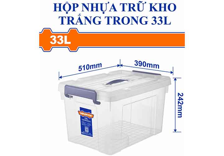 510x390x242mm Thùng nhựa trong suốt dung tích 33L Wadfow WTB2335