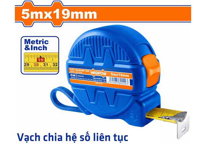 5mx19mm Thước cuộn thép hệ inch và mét Wadfow WMT4320