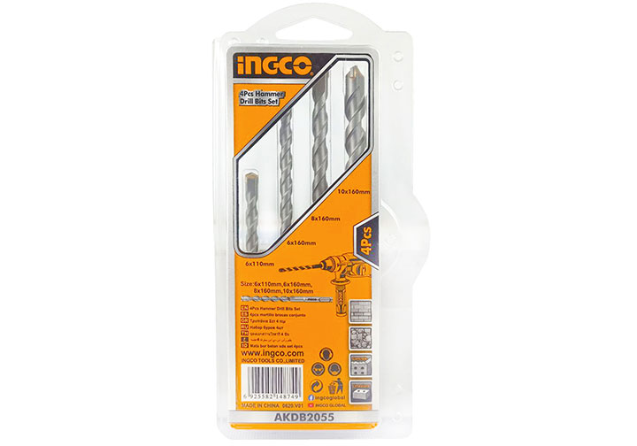 6-10mm Bộ mũi khoan bê tông đuôi gài 4 chi tiết Ingco AKDB2055