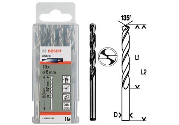 6.5mm Bộ mũi khoan sắt 10 mũi HSS-G Bocsh 2608595068