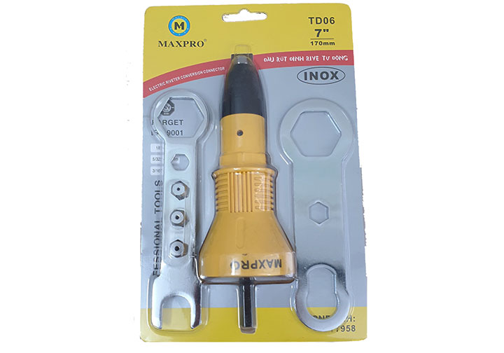 7" (170mm) Đầu rút đinh rive tự động gắn vào máy khoan Maxpro TD06