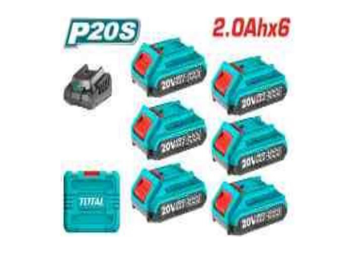 Bộ 6 pin P20S 20V/2Ah và sạc Total TFBCLI2062
