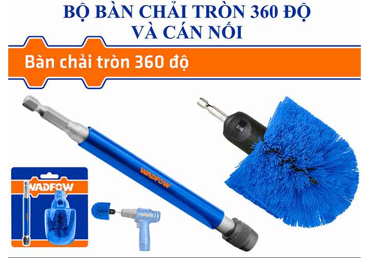 Bộ bàn chải tròn 360 độ và cán nối Wadfow WND2404