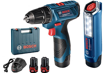 Bộ combo máy khoan vặn vít và đèn pin Bosch GSR 120-LI + GLI 120-LI