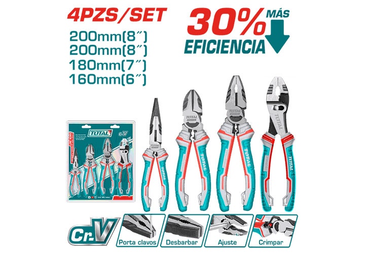 Bộ kìm đa năng 4 chi tiết Total THT2K0498