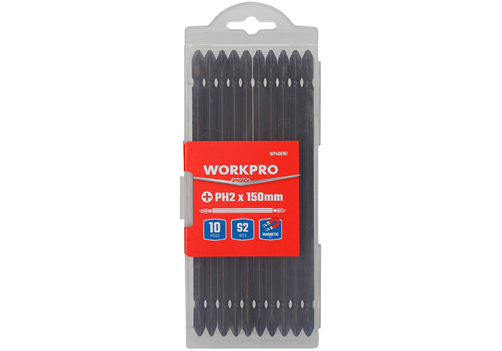 PH2x150mm Bộ mũi vít bake 2 đầu 10 chi tiết Workpro WP408161