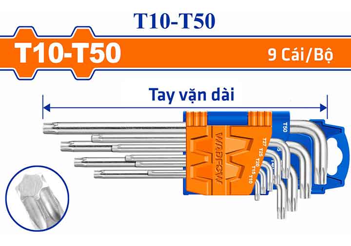 T10-T50 Bộ lục giác đầu sao (loại trung) 9 chi tiết Wadfow WHK3291