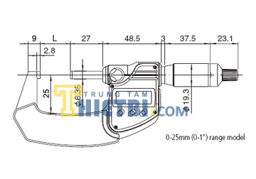 0-25mm Panme đo ngoài điện tử Mitutoyo 293-185